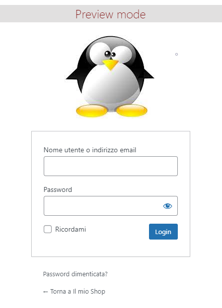 Anteprima nuova pagina di login